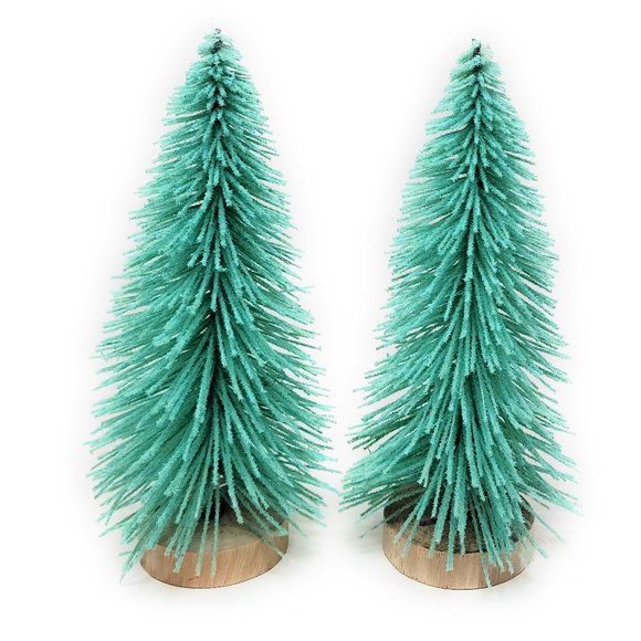 Mint Green 9" Bottle Brush Christmas Tree (Set of 2) - Picture 1 of 3